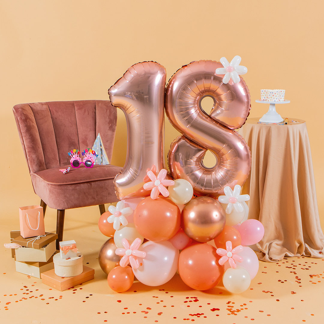 Rose Gold Marquee Number Birthday Balloon