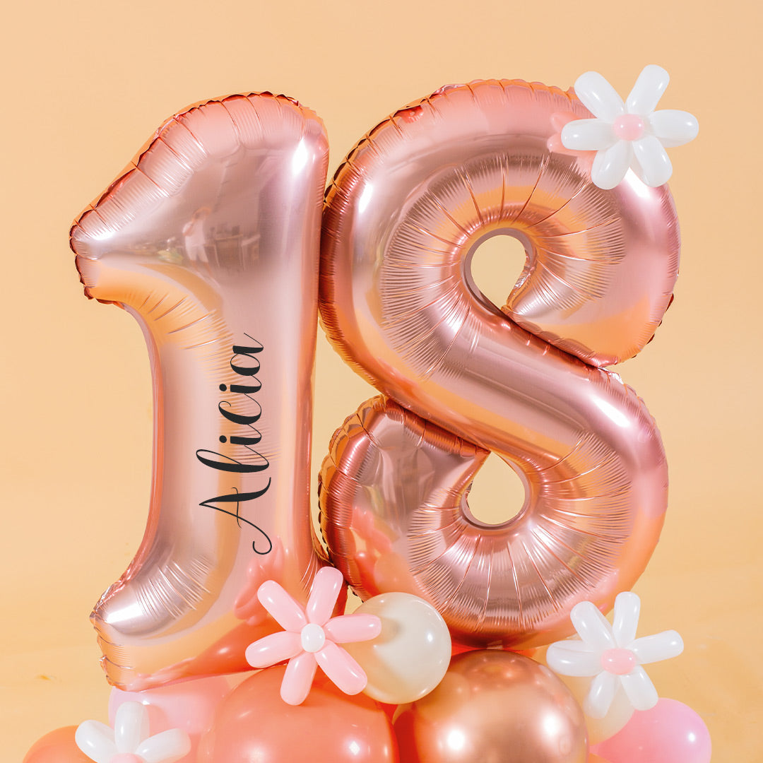 Rose Gold Marquee Number Birthday Balloon