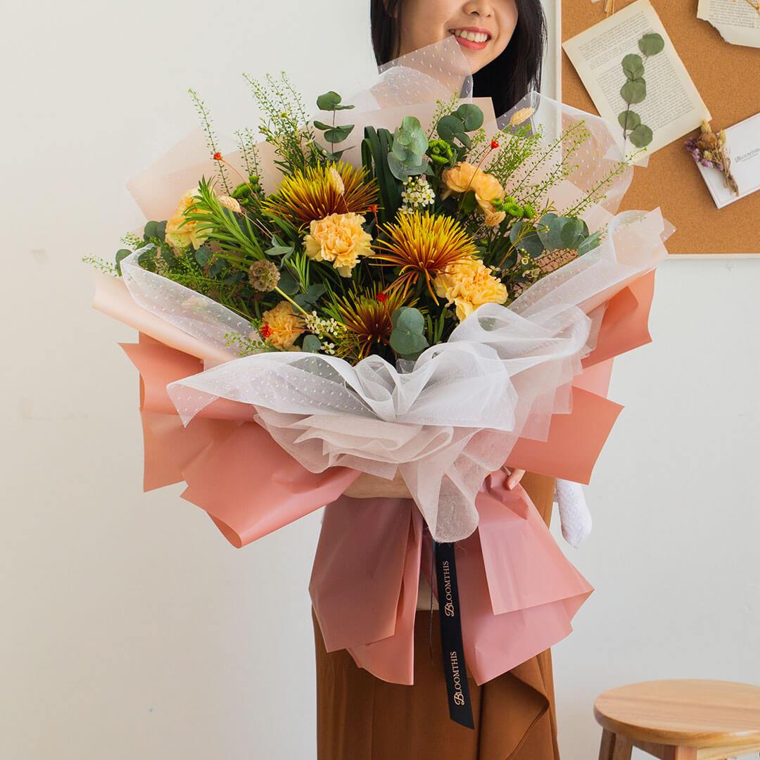 Adora Peach Carnation Bouquet