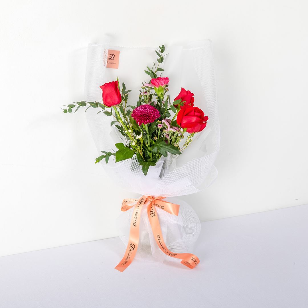 Audrey White Rose & Carnation Bouquet