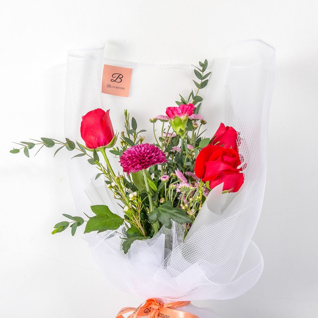 Audrey White Rose & Carnation Bouquet