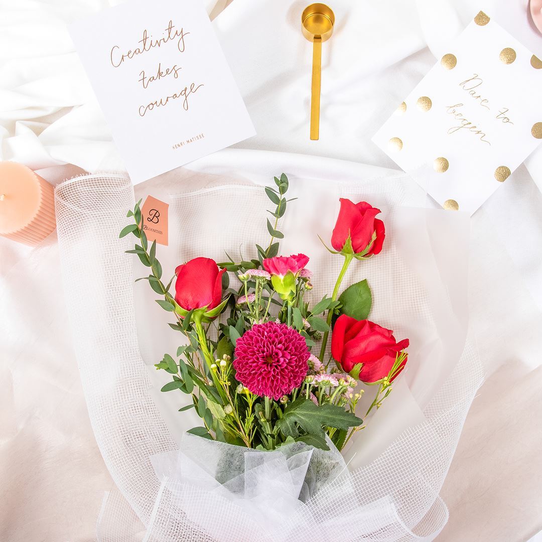 Audrey White Rose & Carnation Bouquet