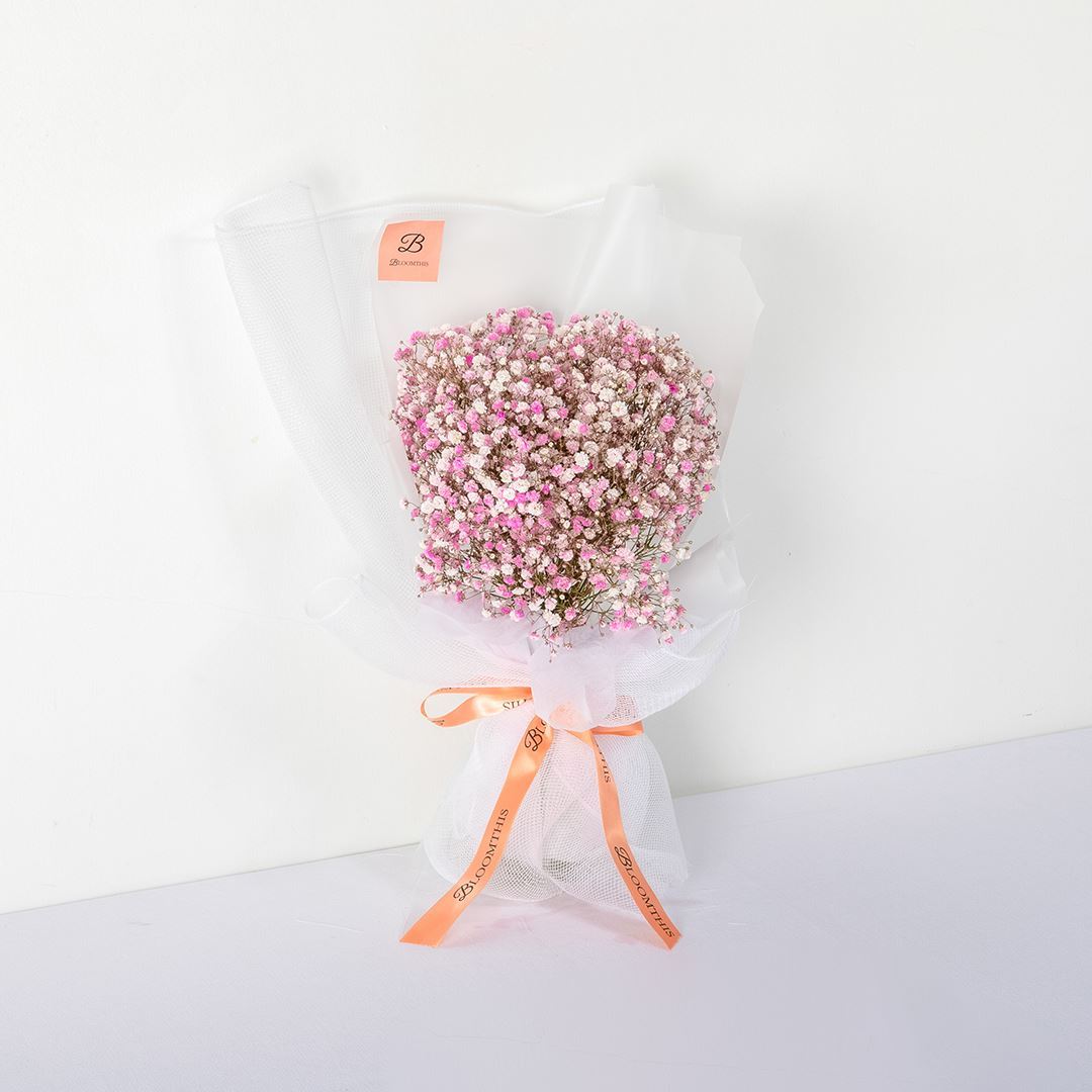 Cora White Pink Baby's Breath Bouquet