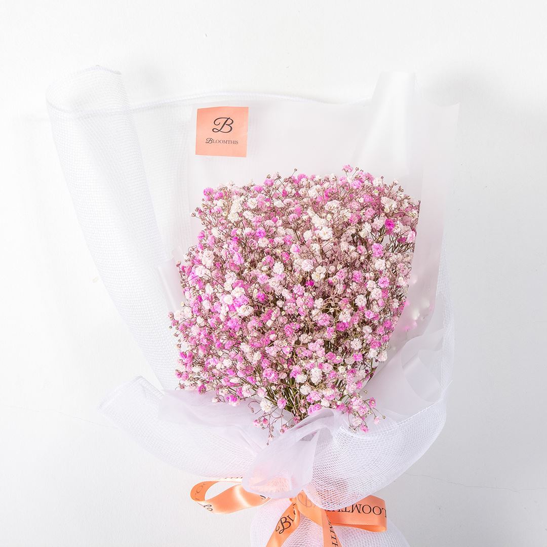 Cora White Pink Baby's Breath Bouquet