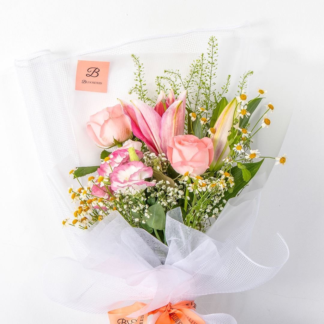 Esther White Lily & Rose Bouquet