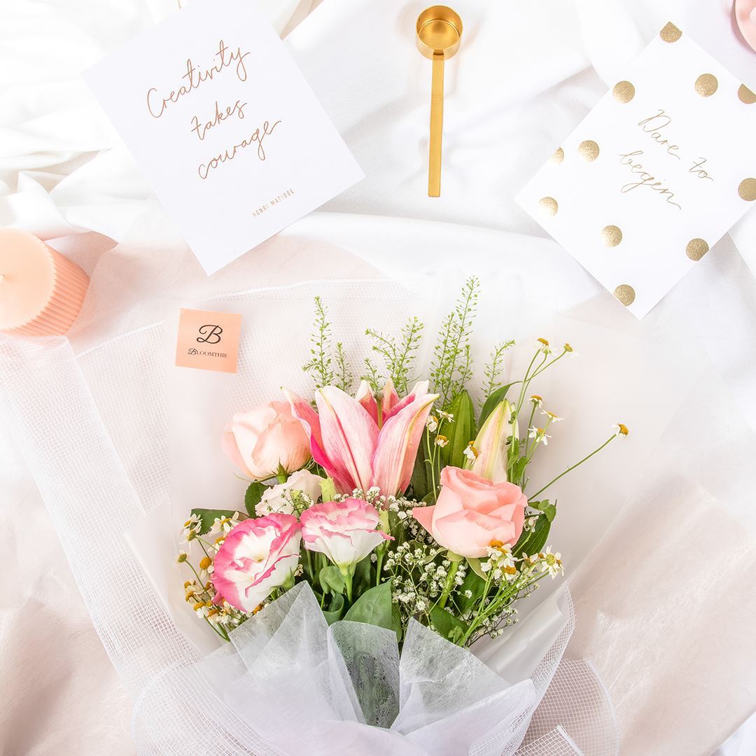 Esther White Lily & Rose Bouquet