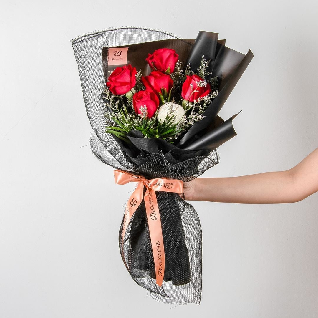 Evelyn Black Red Rose Valentine's Day Bouquet (VD)