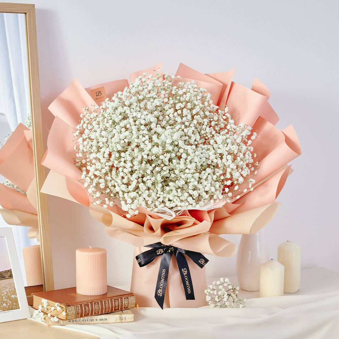 Harper White Baby's Breath Bouquet