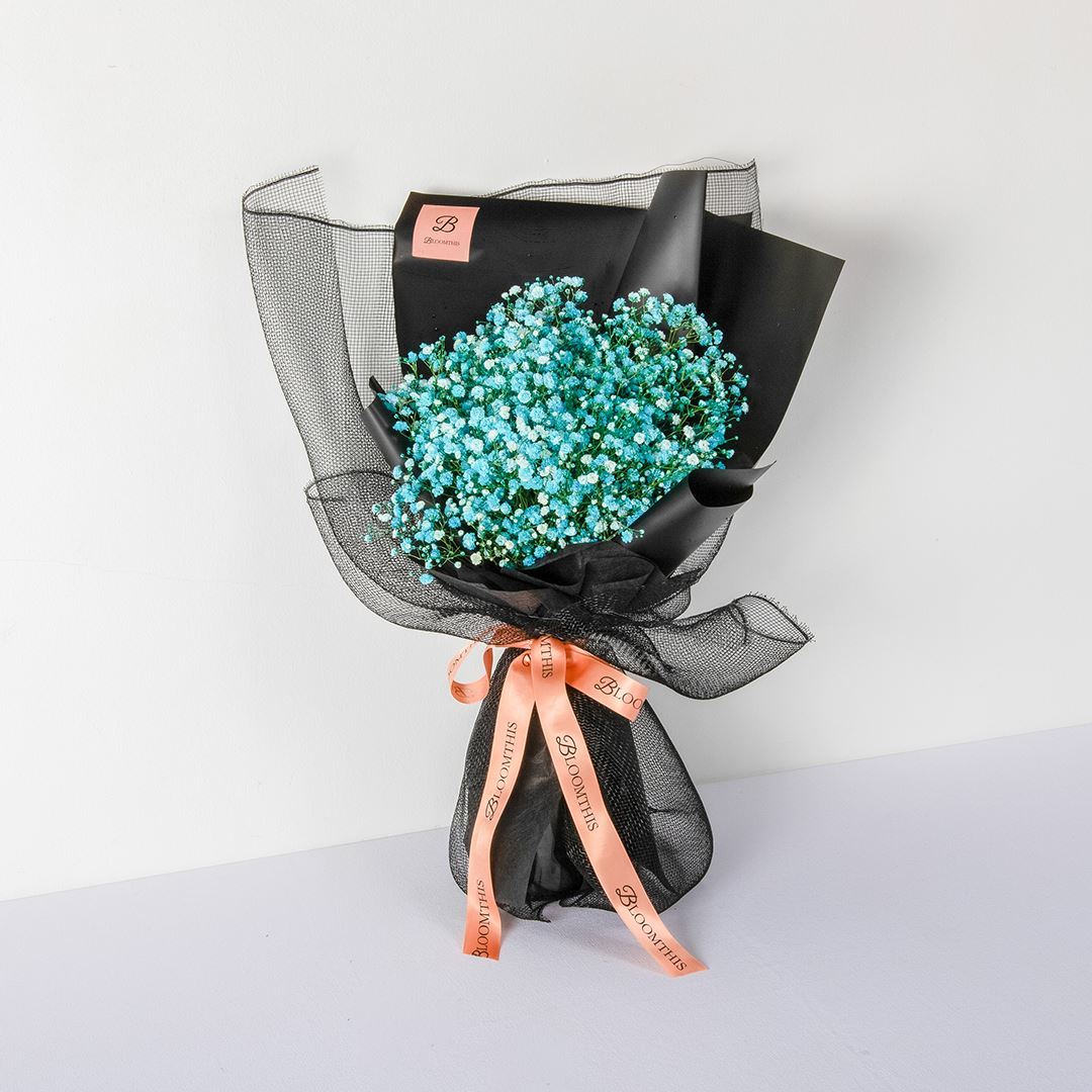 Isla Black Blue Baby's Breath Bouquet