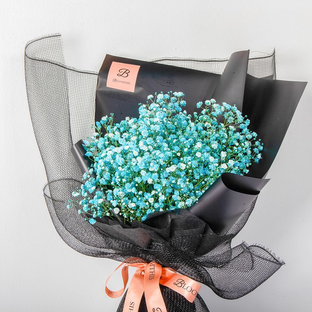 Isla Black Blue Baby's Breath Bouquet