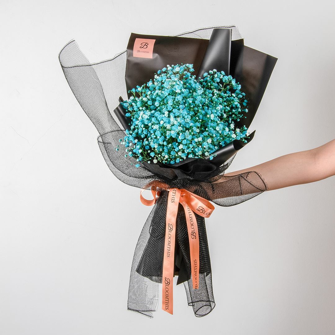 Isla Black Blue Baby's Breath Bouquet