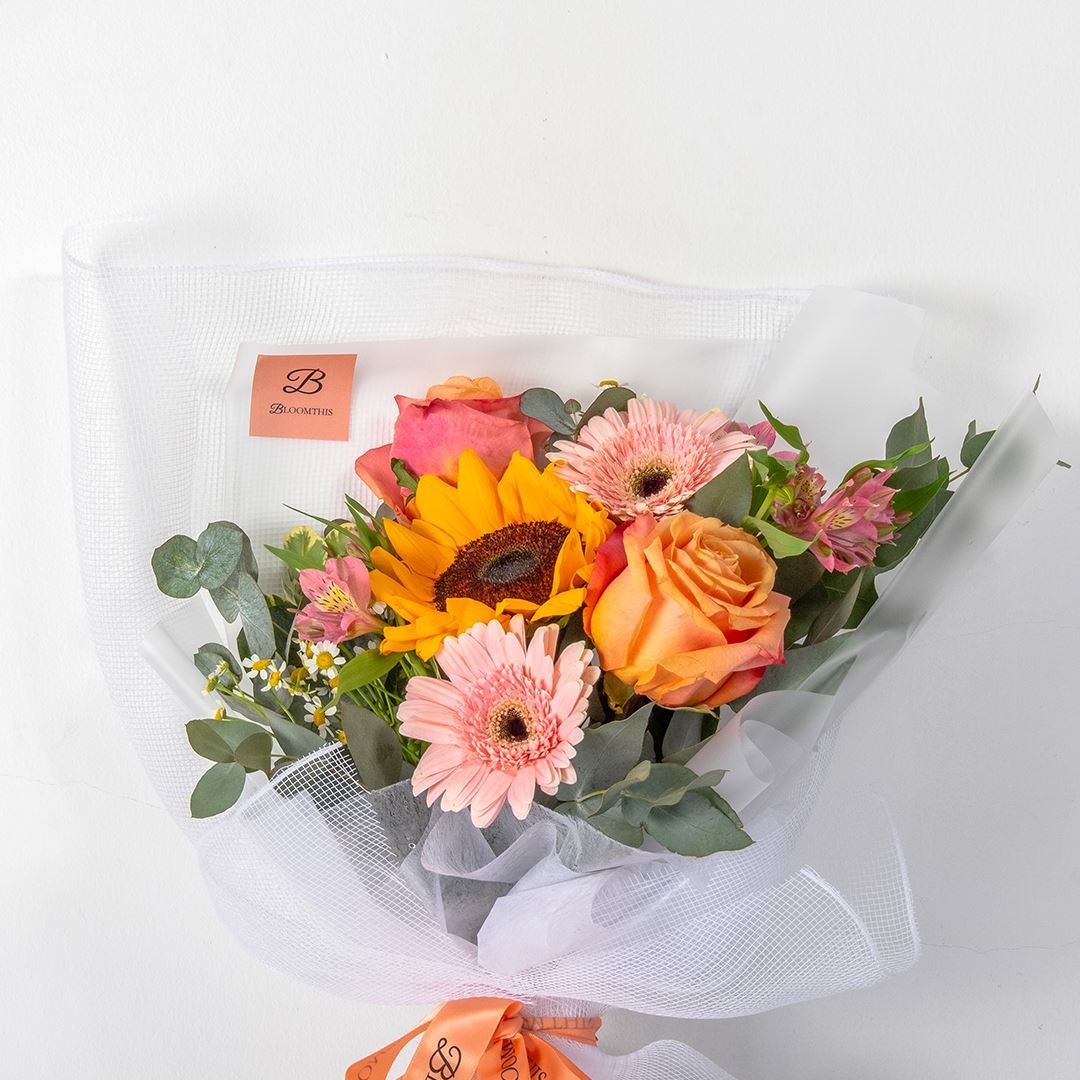 Julia White Sunflower & Rose Bouquet