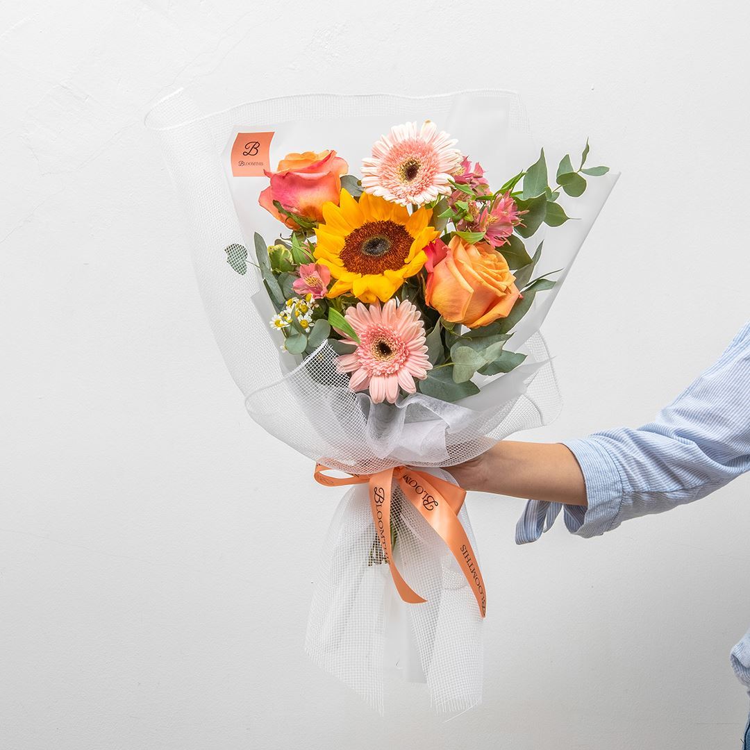 Julia White Sunflower & Rose Bouquet