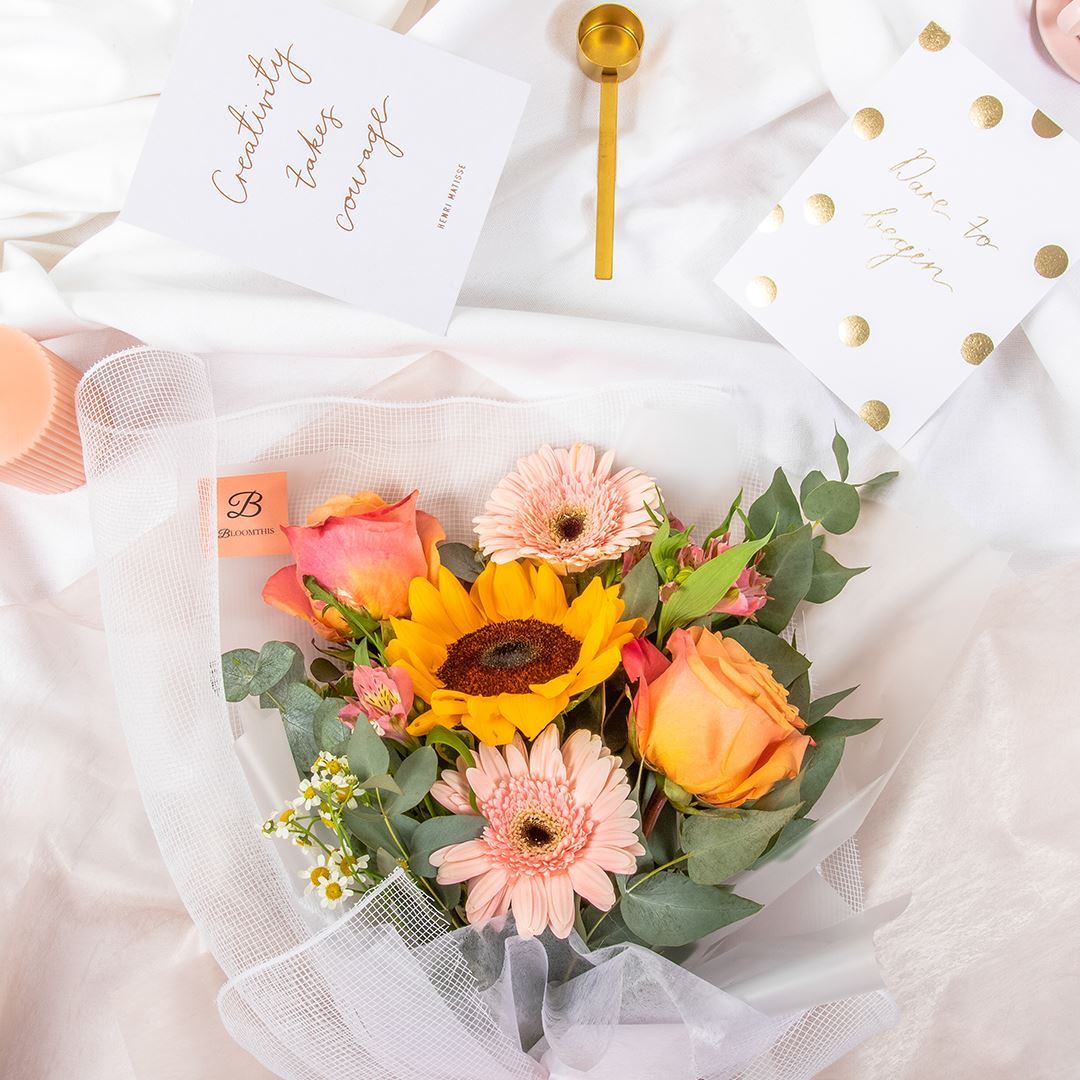 Julia White Sunflower & Rose Bouquet