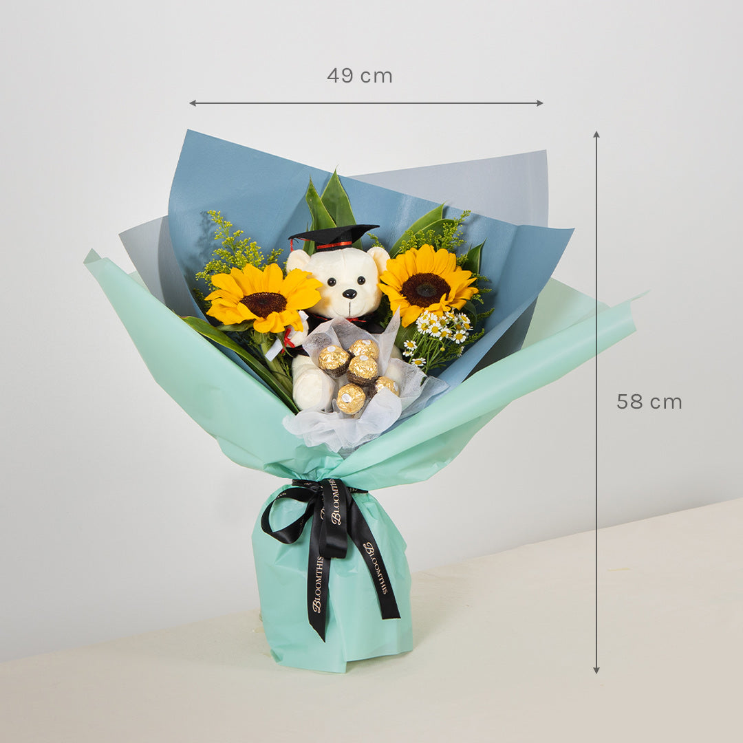 Milo Graduation Bear & Chocolate Bouquet (SC)