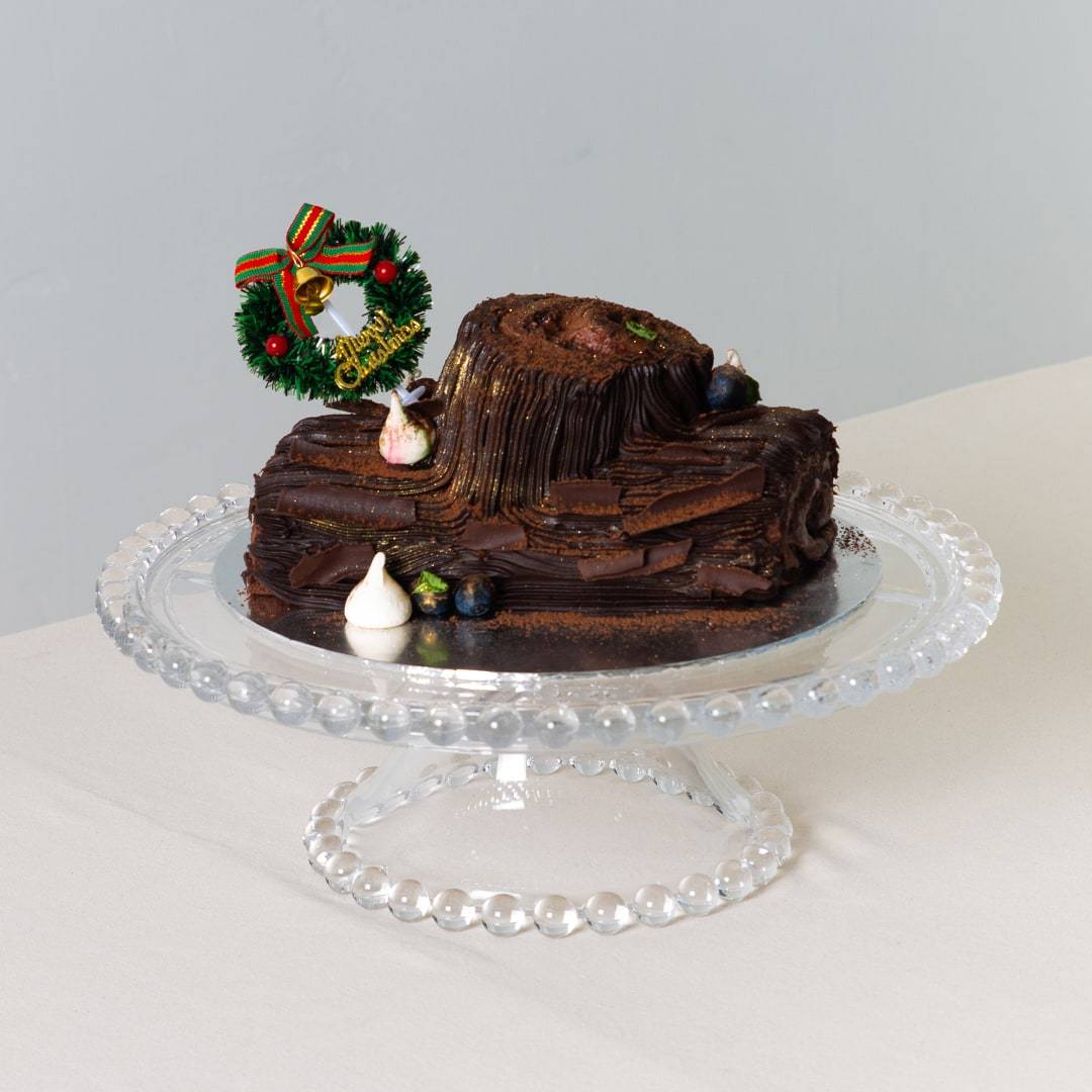 Dark Chocolate Raspberry Yule Log Christmas Cake