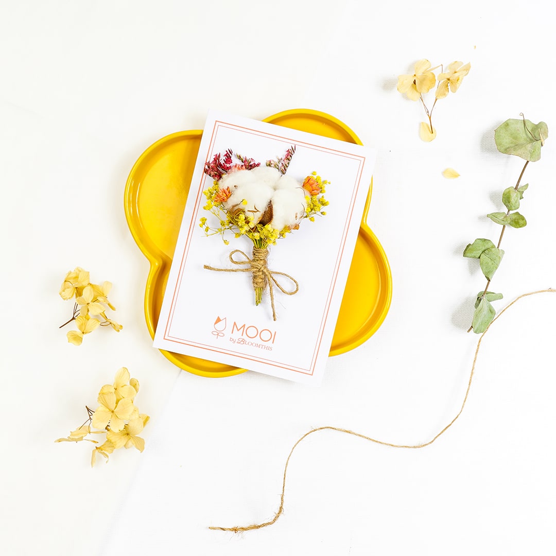Dried Cotton Flower Designer Card