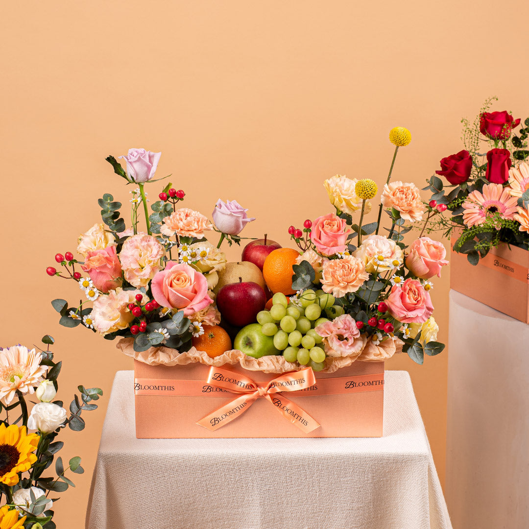 Summer Flowers & Fruit Basket