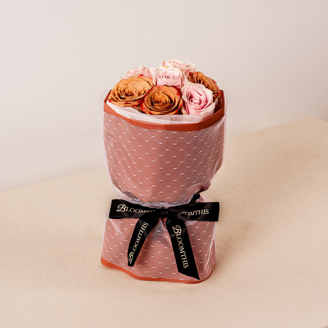 Mini Rachel Cappucinno Rose Bouquet + Desire Chain Bag