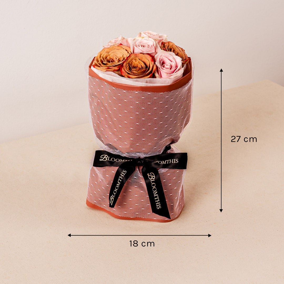 Mini Rachel Cappucinno Rose Bouquet + Desire Chain Bag