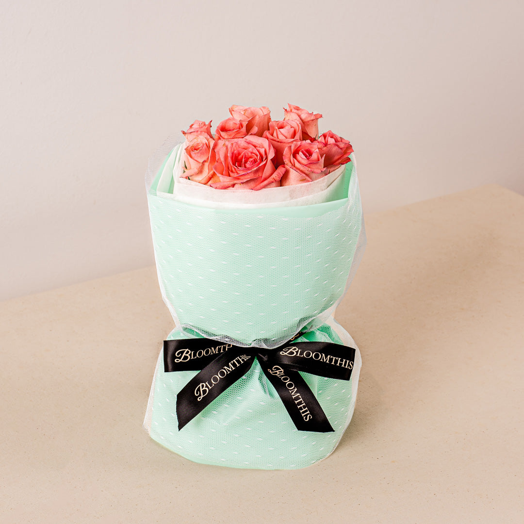 Mini Rachel Pink Rose Hand Bouquet + Desire Chain Bag