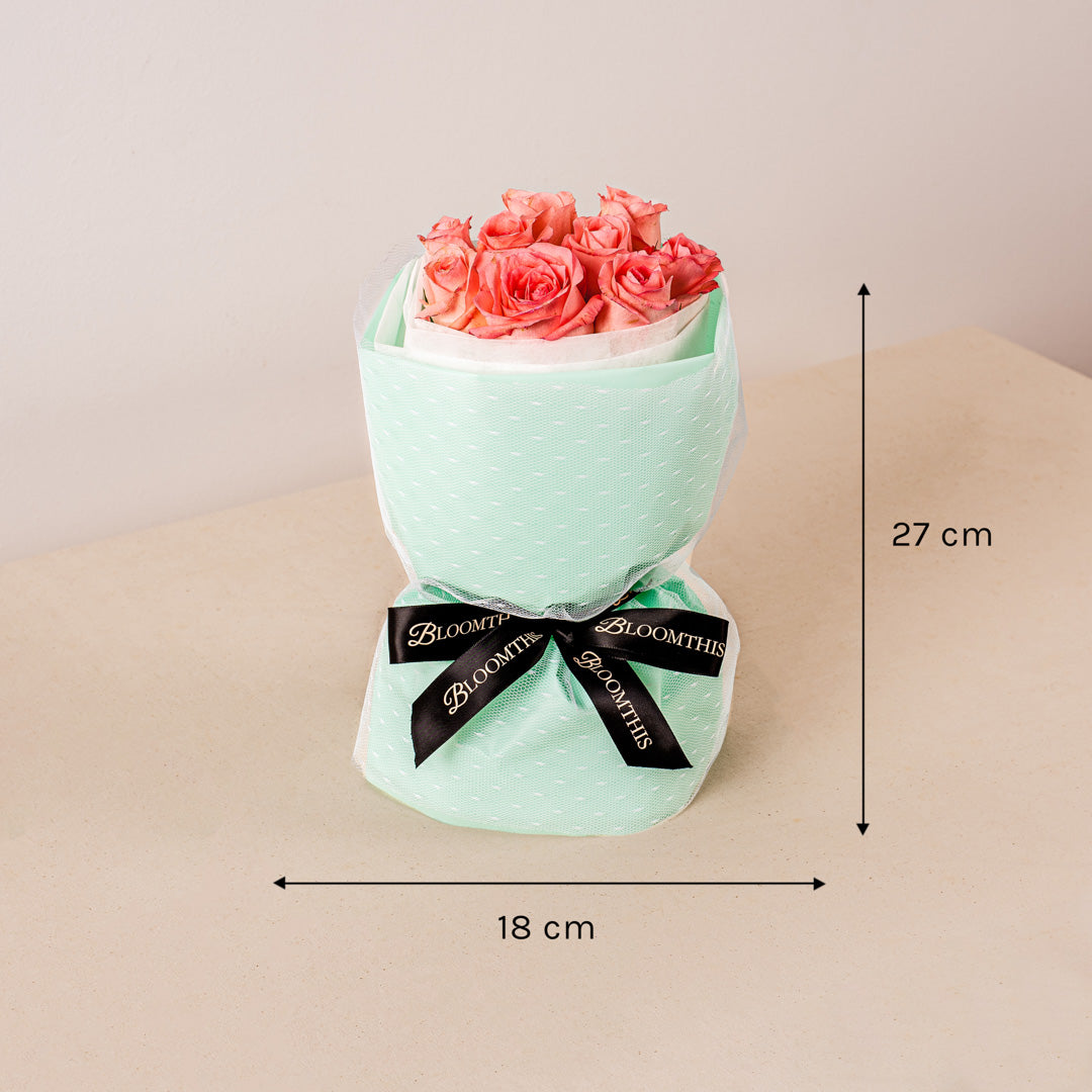 Mini Rachel Pink Rose Hand Bouquet + Desire Chain Bag
