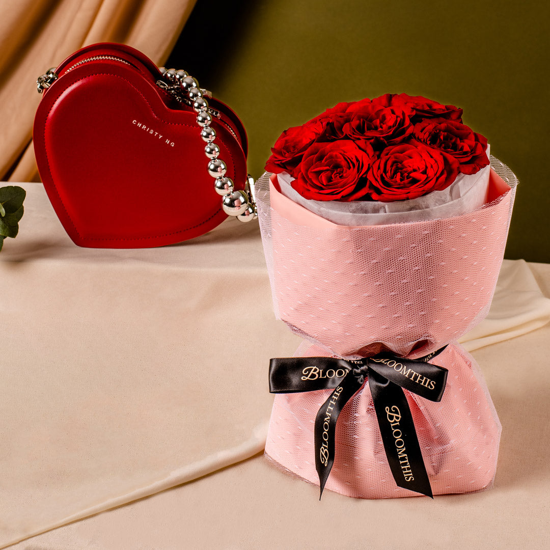 Mini Rachel Ruby Rose Bouquet + Desire Chain Bag