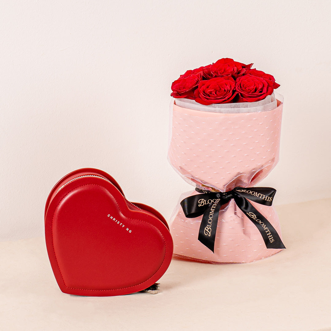Mini Rachel Ruby Rose Bouquet + Desire Chain Bag