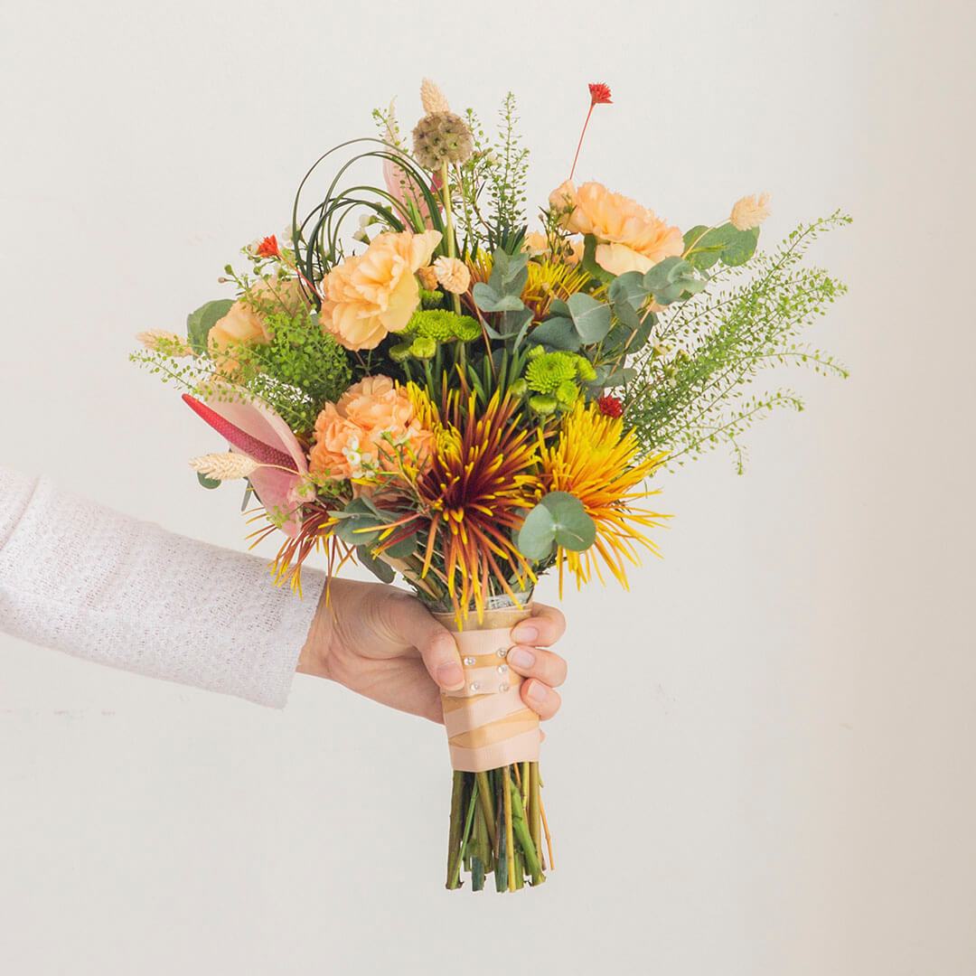 Adora Peach Carnation Hand-Tied Bouquet