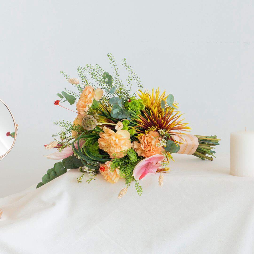 Adora Peach Carnation Hand-Tied Bouquet