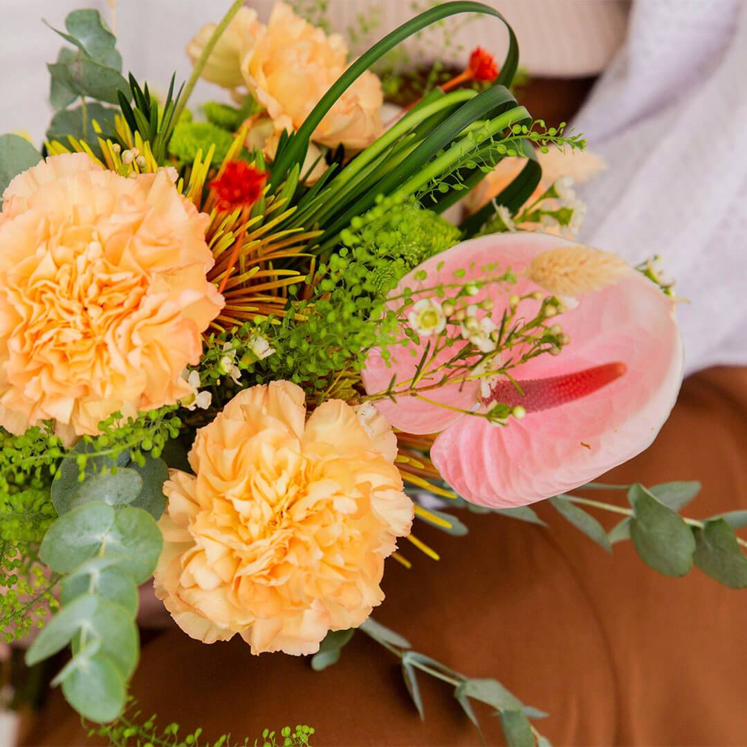 Adora Peach Carnation Hand-Tied Bouquet