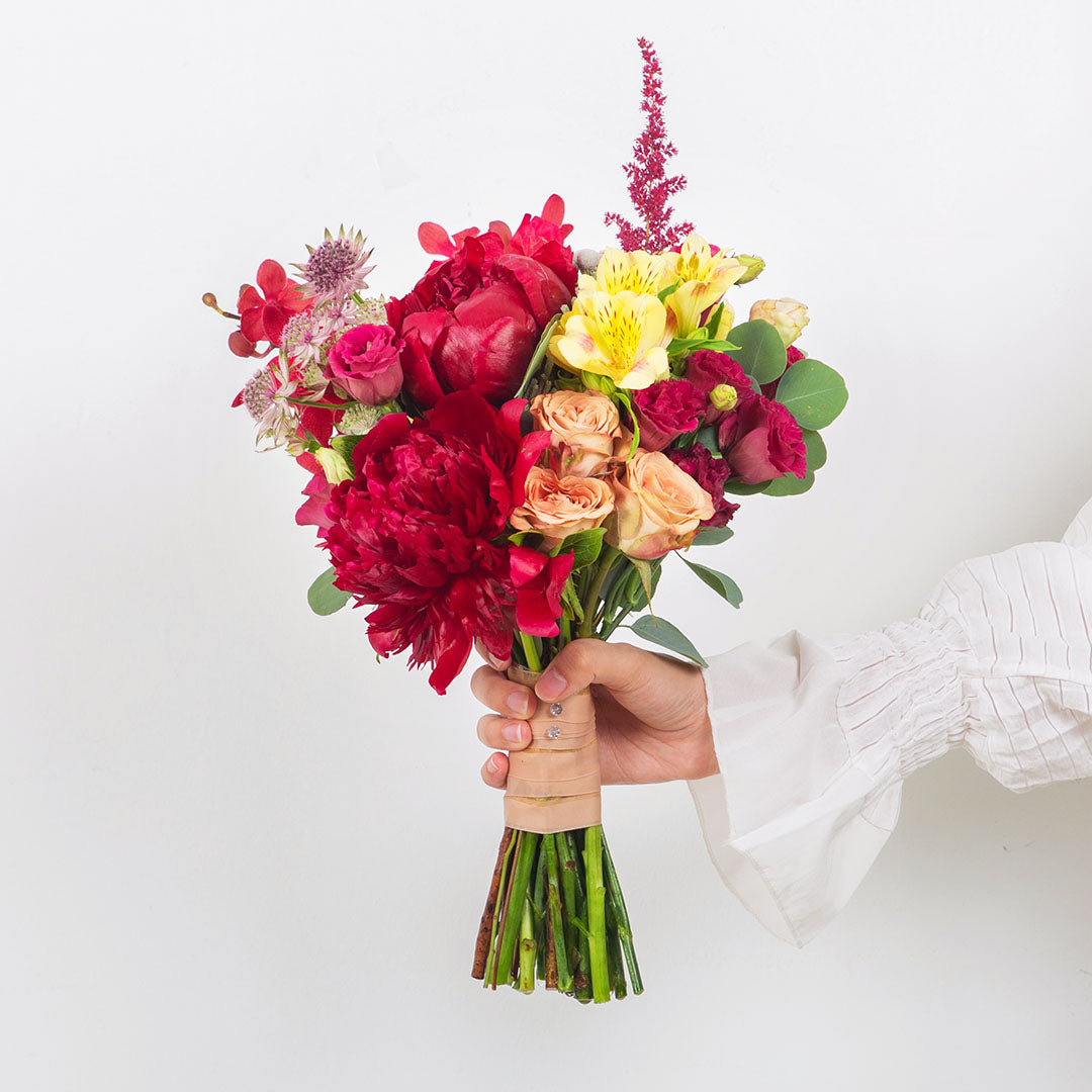 Philippina Red Peony Hand-Tied Bouquet