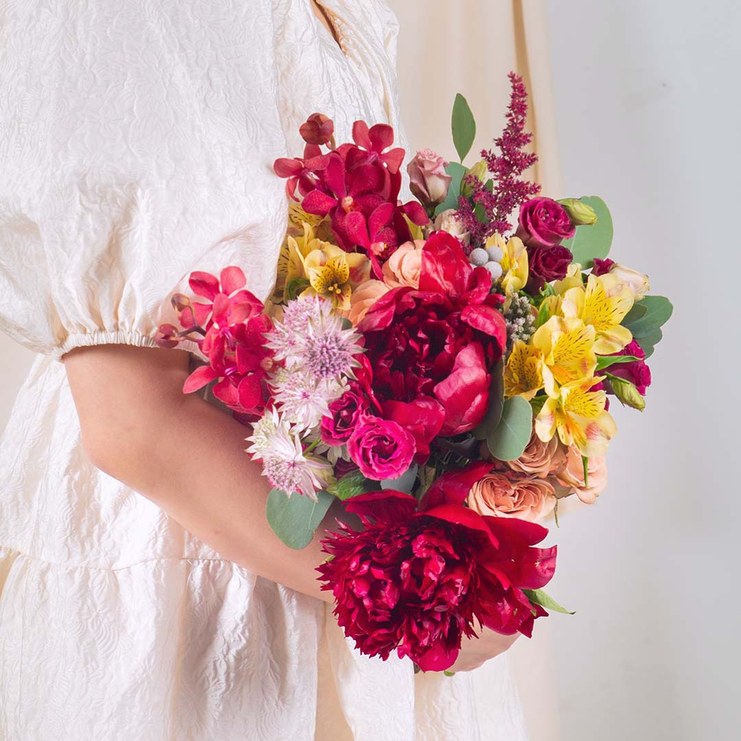 Philippina Red Peony Hand-Tied Bouquet