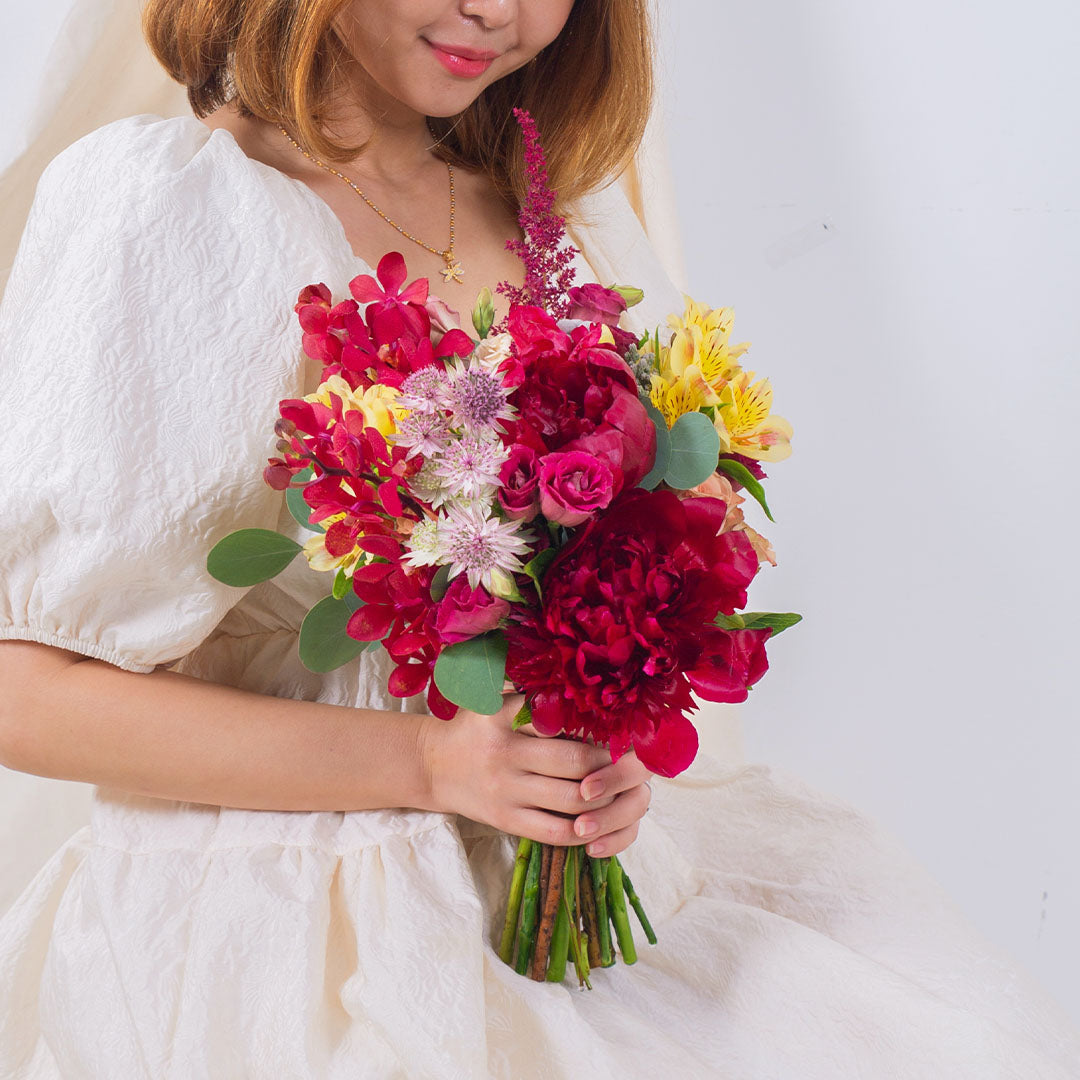Philippina Red Peony Hand-Tied Bouquet