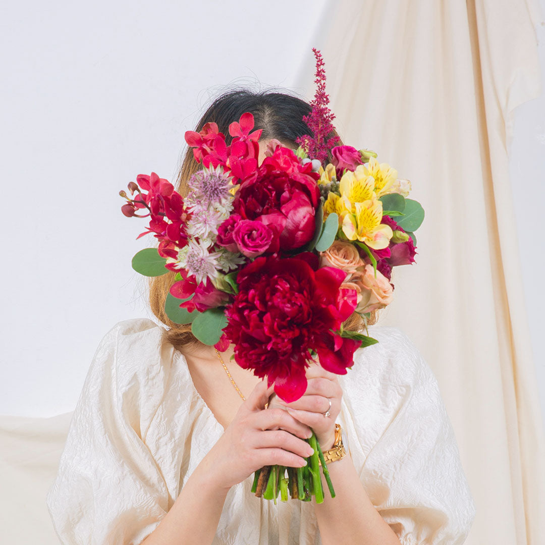 Philippina Red Peony Hand-Tied Bouquet