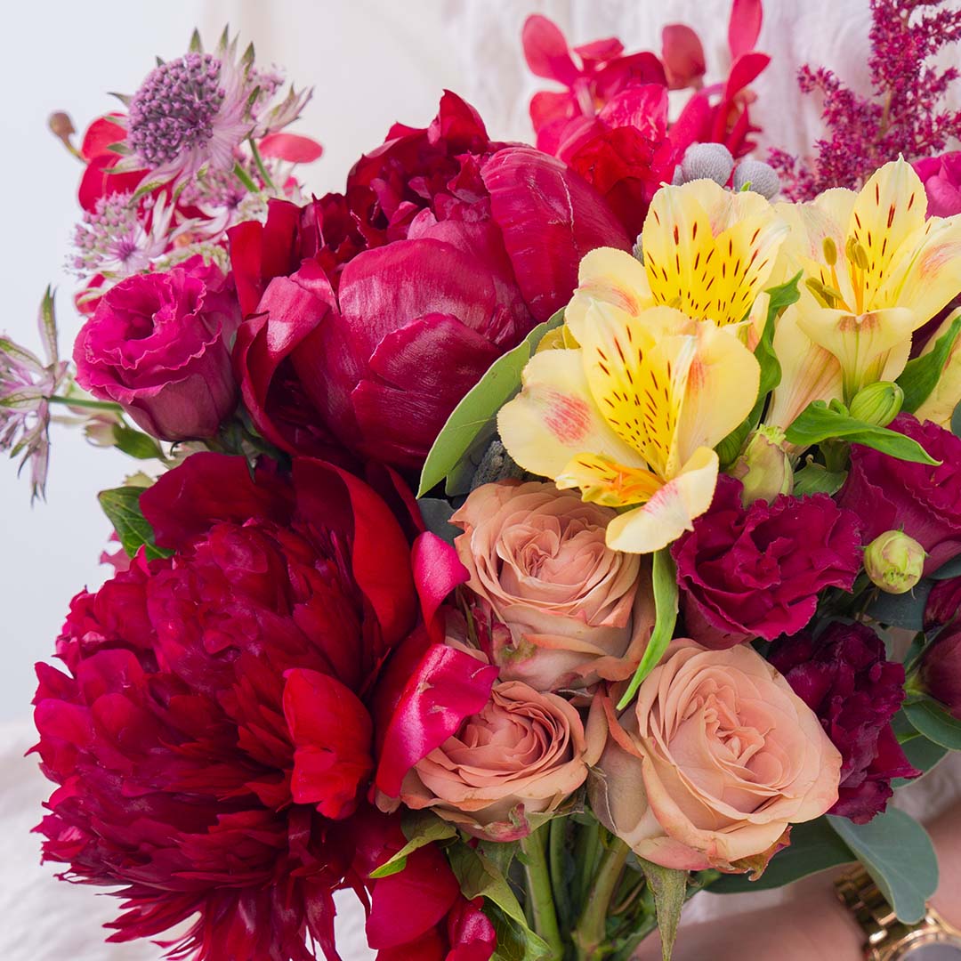 Philippina Red Peony Hand-Tied Bouquet