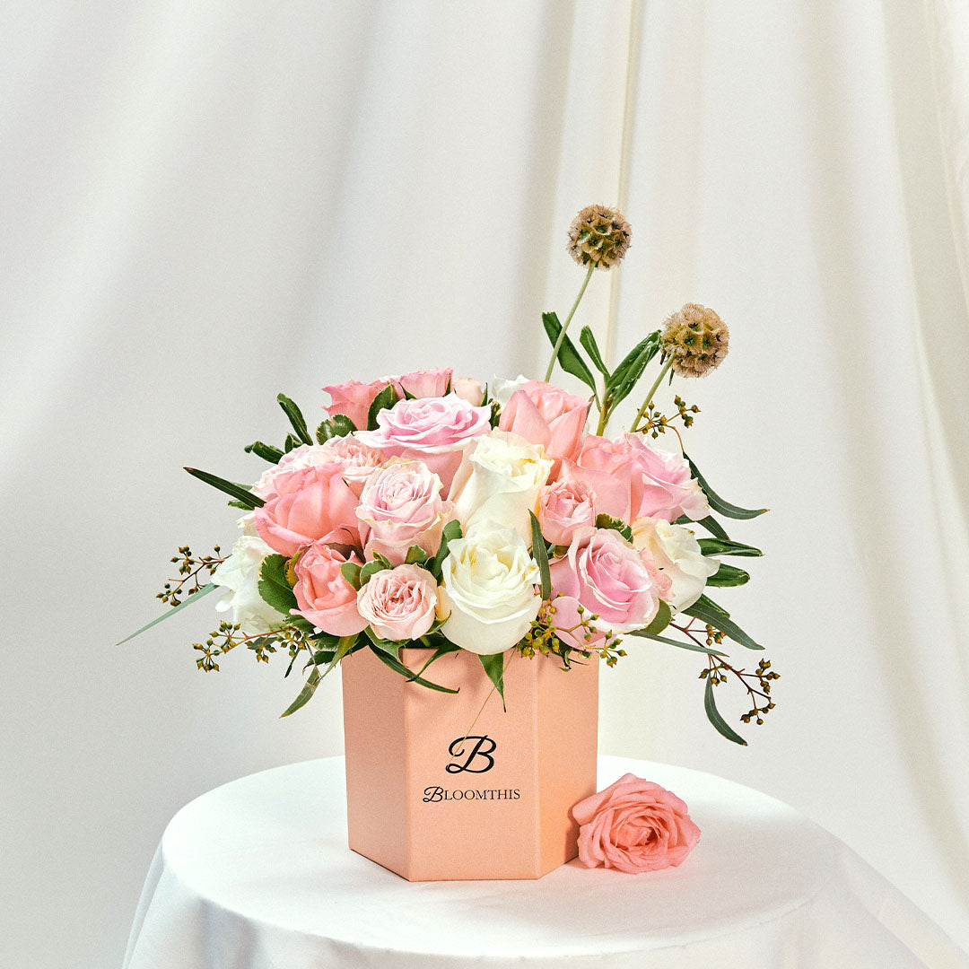 Mackenzie Pink Rose Flower Box
