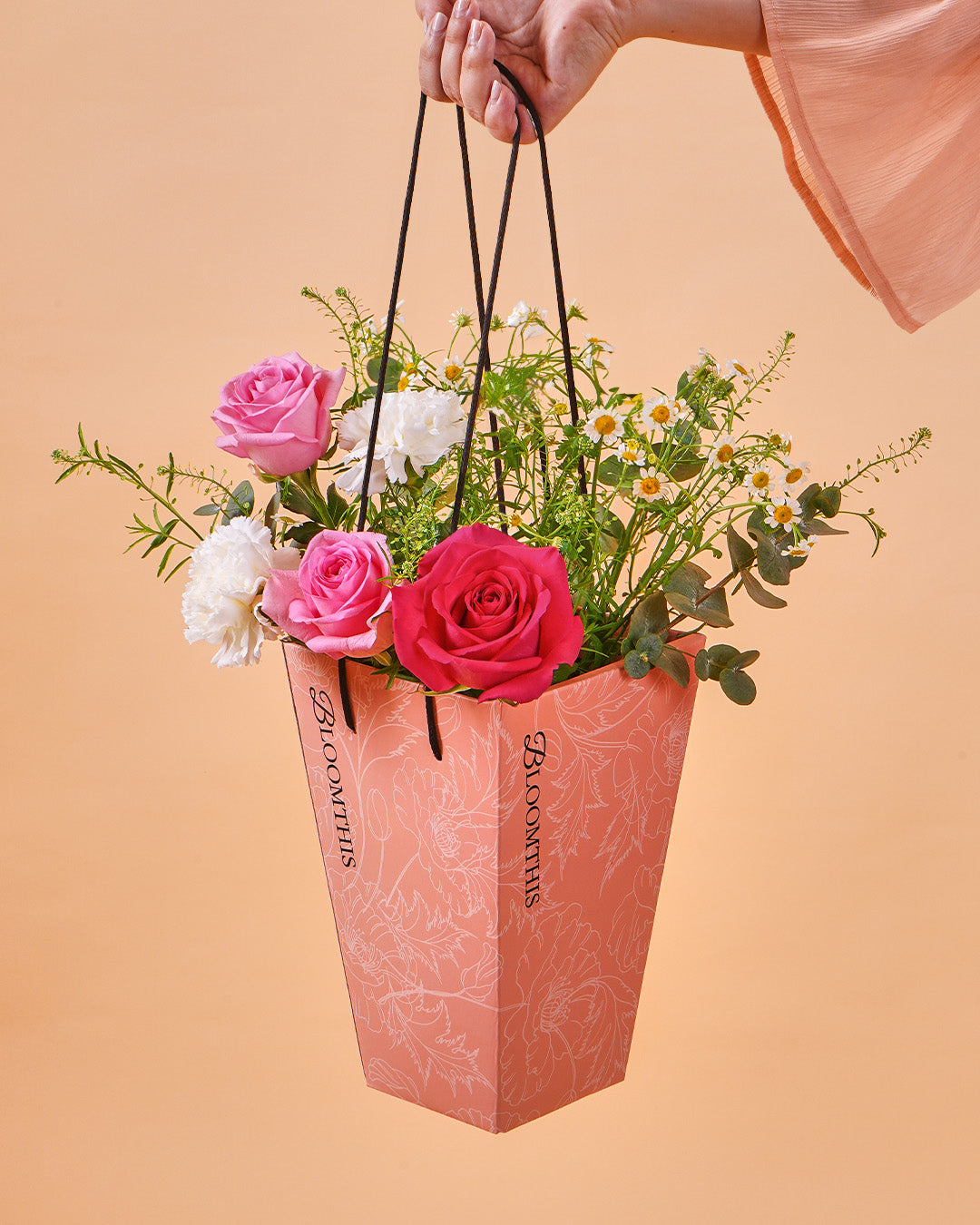 Imelda Cherry Pink Rose Mini BloomBag & Vase (MD)