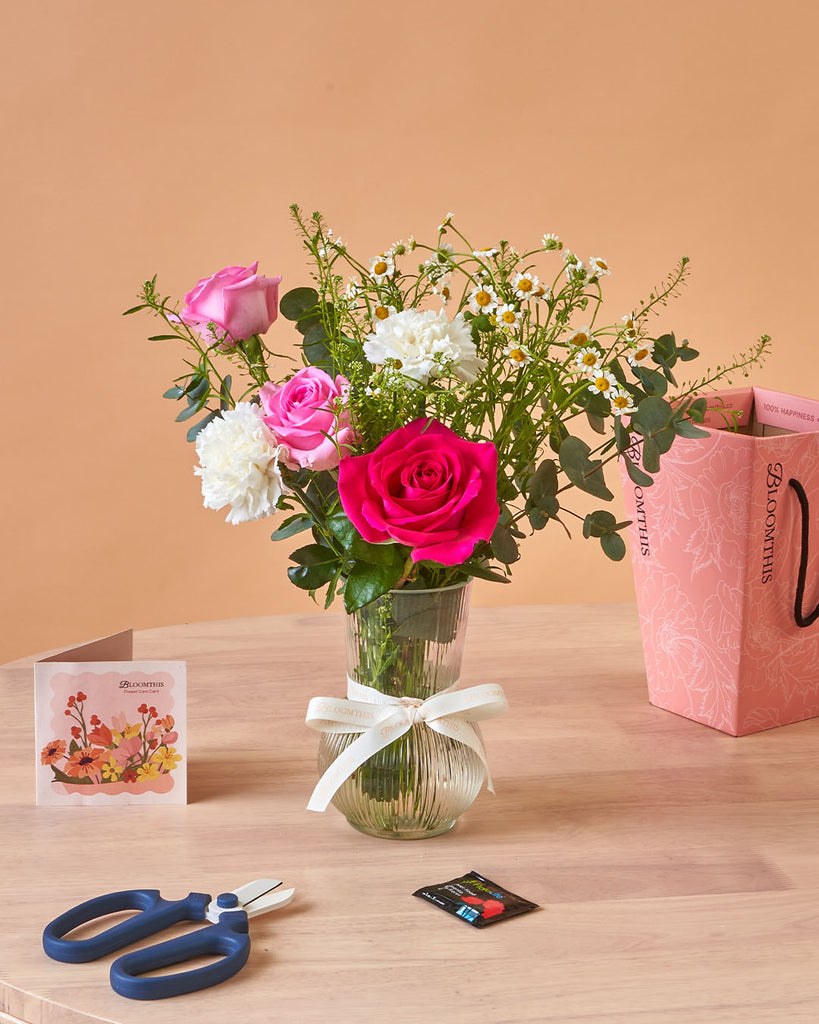 Imelda Cherry Pink Rose Mini BloomBag & Vase (MDV)