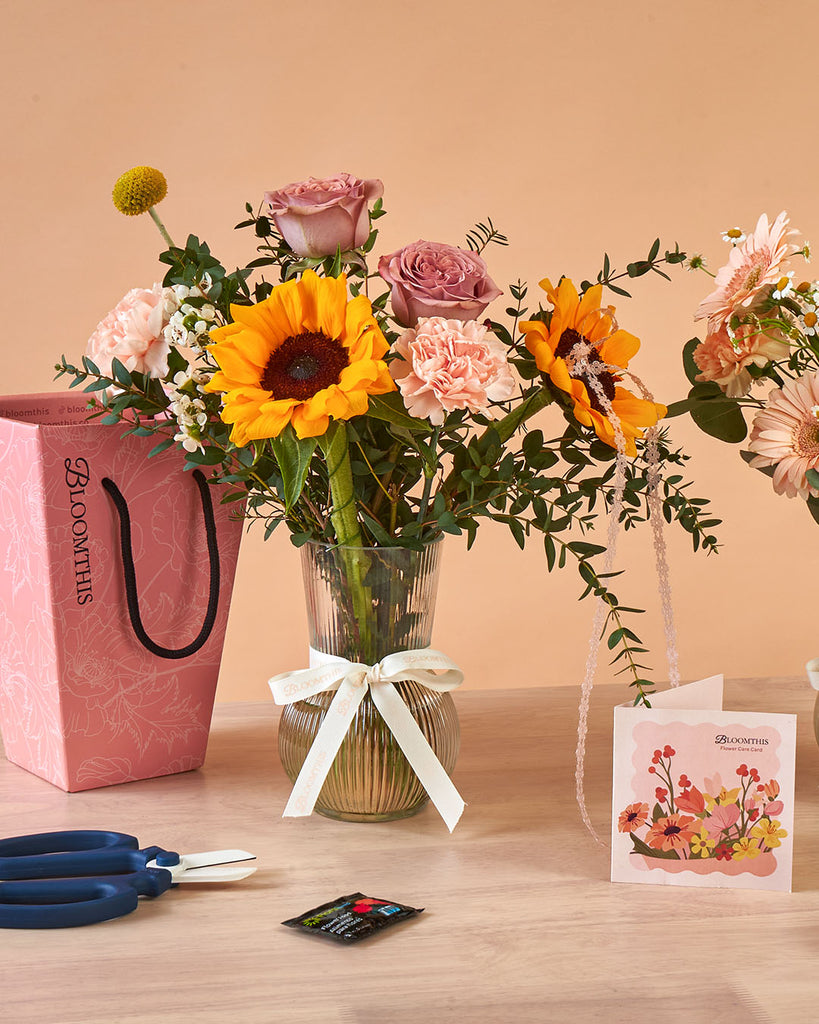 Iriana Yellow Sunflower & Rose Mini BloomBag & Vase (MDV)
