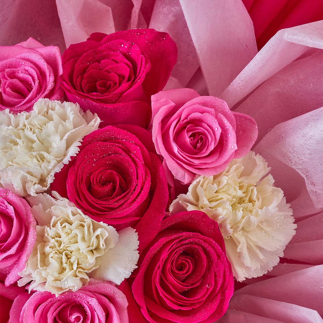 Imelda Cherry Pink Rose Petal Bouquet (MD)