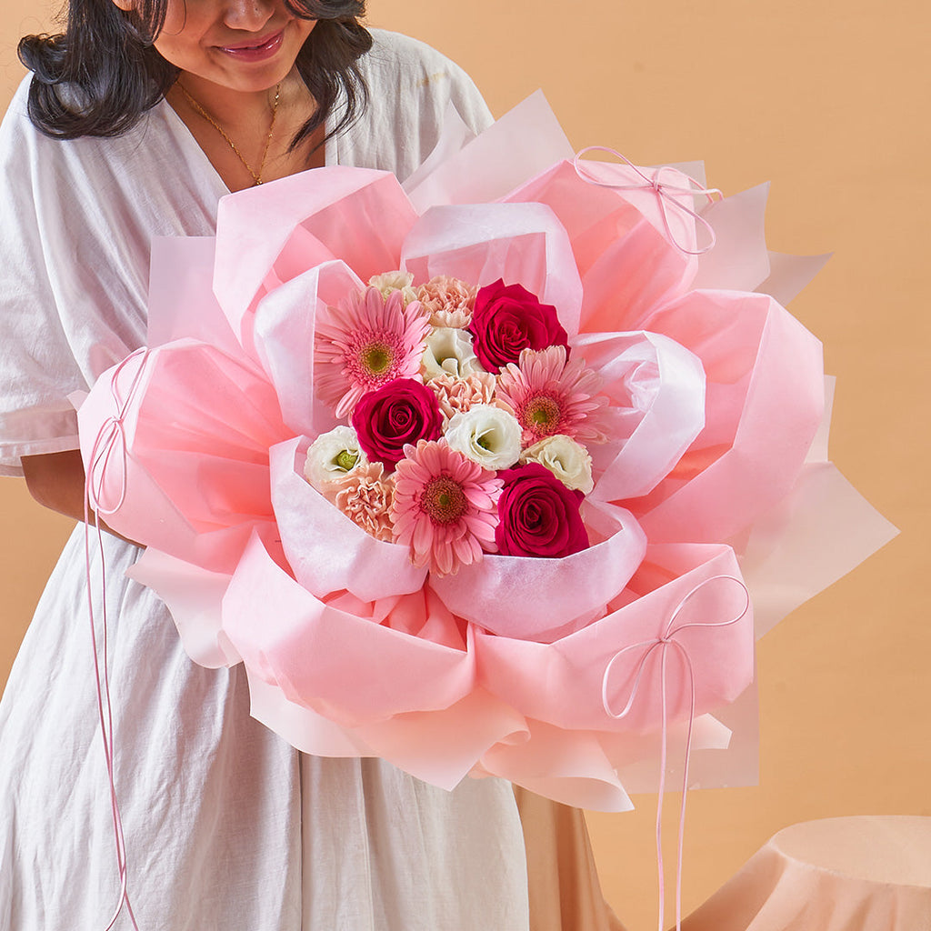 Imogen Pink Rose Petal Bouquet (MDV)