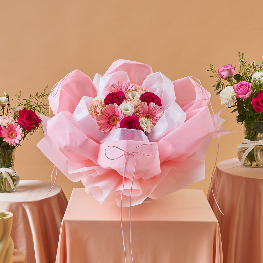 Imogen Pink Rose Petal Bouquet (MD)
