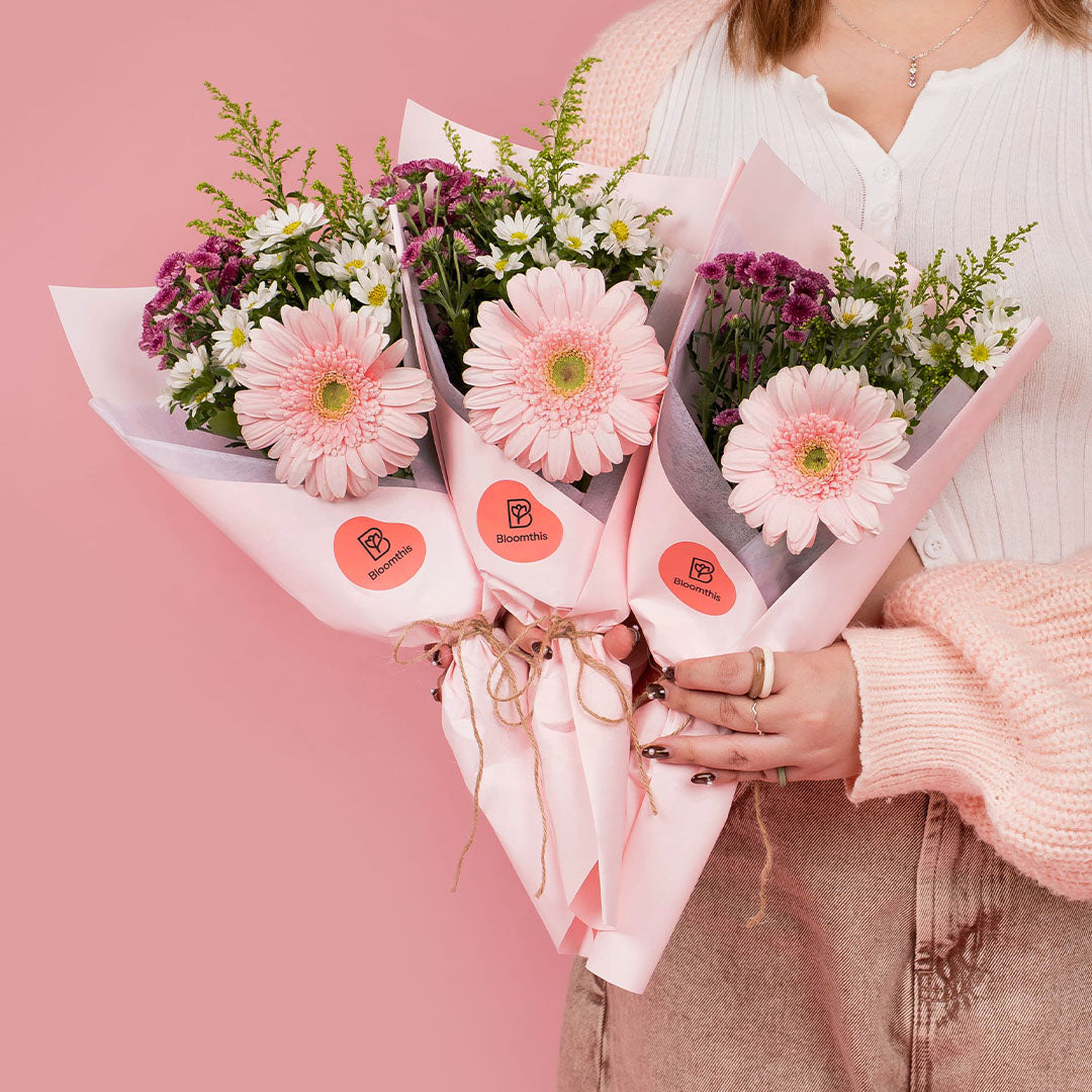 Meadow Pink Gerbera Bouquet Set (3 pcs)
