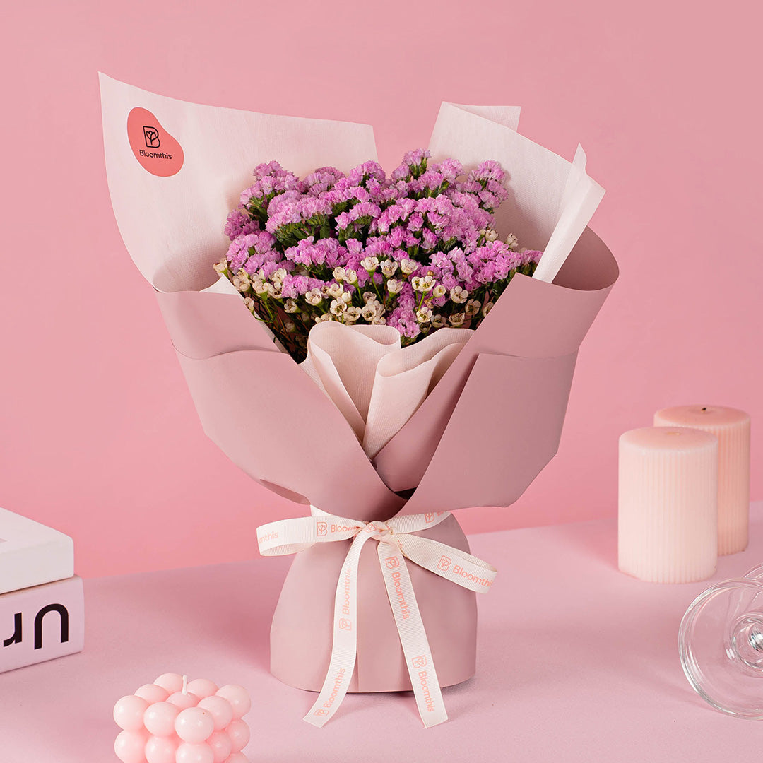 Sonia Pink Statice Bouquet | Free Delivery | Bloomthis