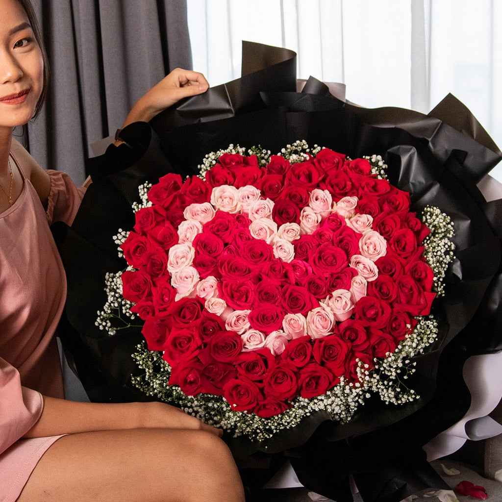 Treasure Pink & Red Rose Bouquet (VD)