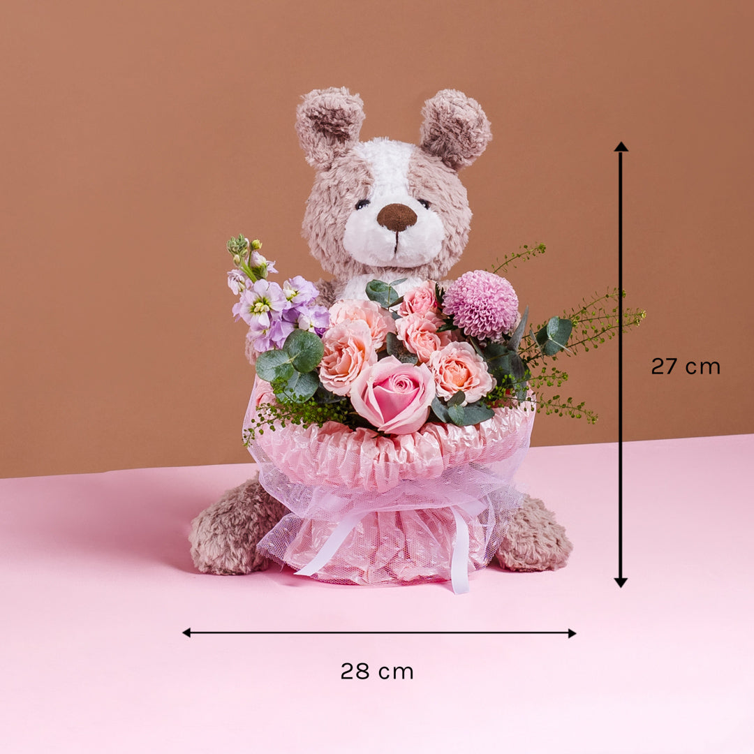 Avery Pink Rose Bouquet & Plushie Gift Set (VD)