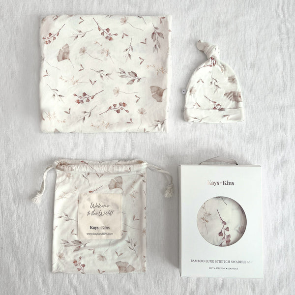 Kays+Kins Bamboo Luxe Stretch Swaddle Set (Meadow Dream)