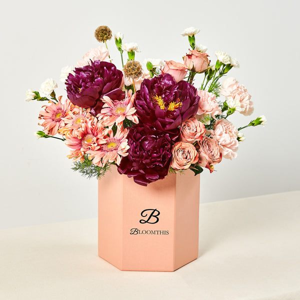 Adalynn Burgundy Peony Flower Box
