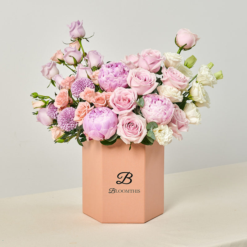 Arianna Pink Peony Flower Box | Free Delivery | BloomThis